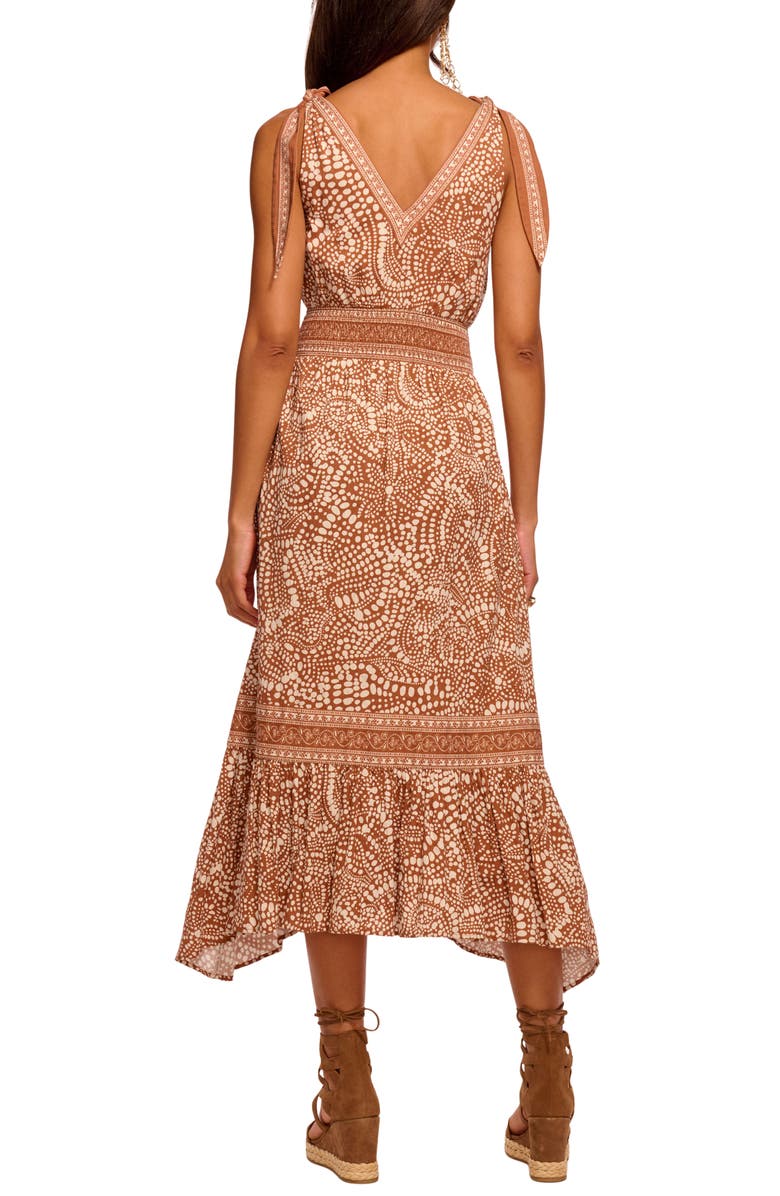 Ramy Brook Mariam Tie Strap Handkerchief Hem Maxi Dress, Alternate, color, Coffee Dot