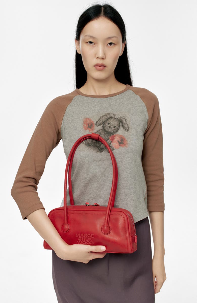 MARGESHERWOOD Baguette Leather Shoulder Bag, Alternate, color, Apple Red Pull-Up