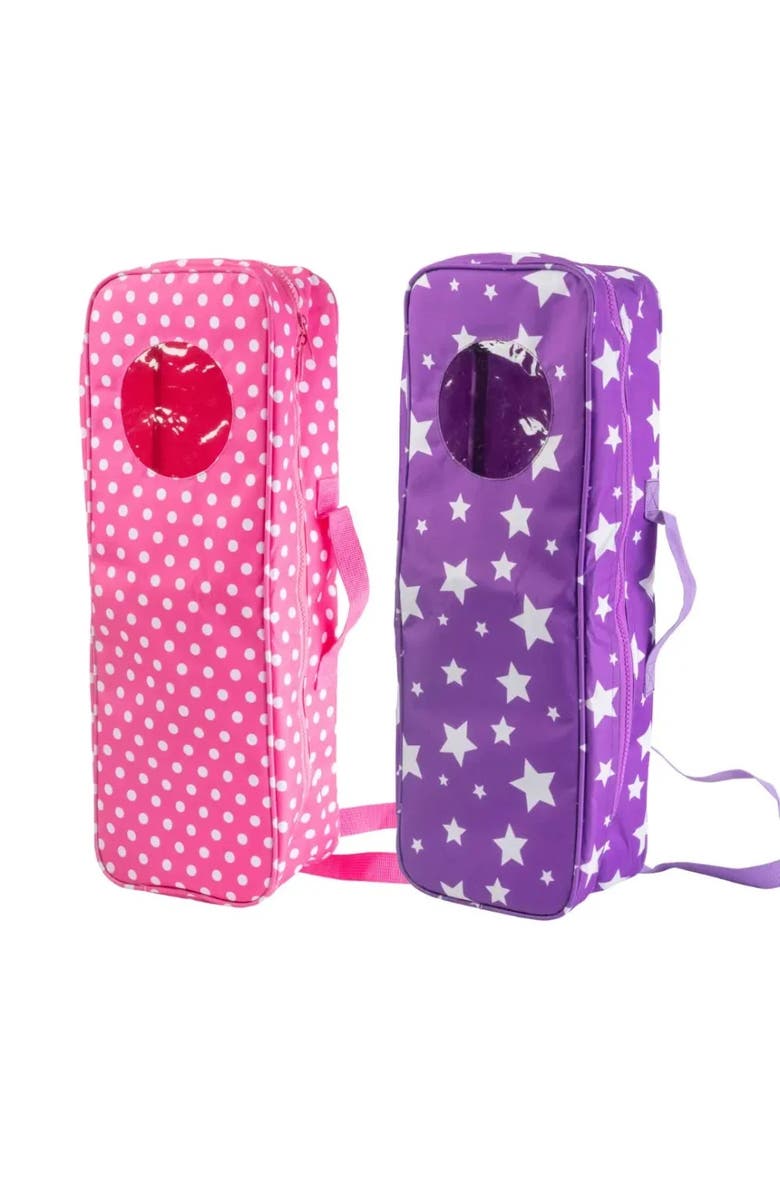 Dress Along Dolly Doll Storage Carrying Case - for Any 18" Doll - Organizer Storage Traveling Accessories Case Clear Window, Zipper, and Carrying Strap, Alternate, color, Pink