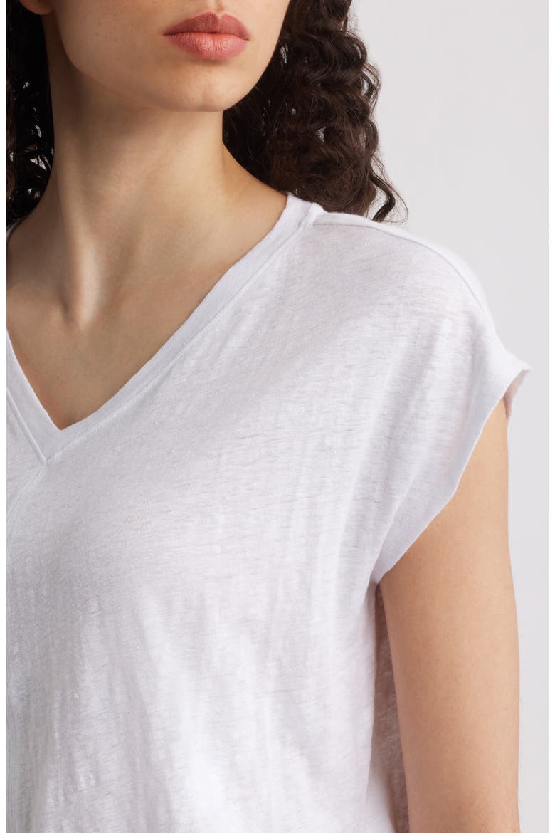 Boxy V-Neck Organic Linen T-Shirt, Alternate, color, WHITE