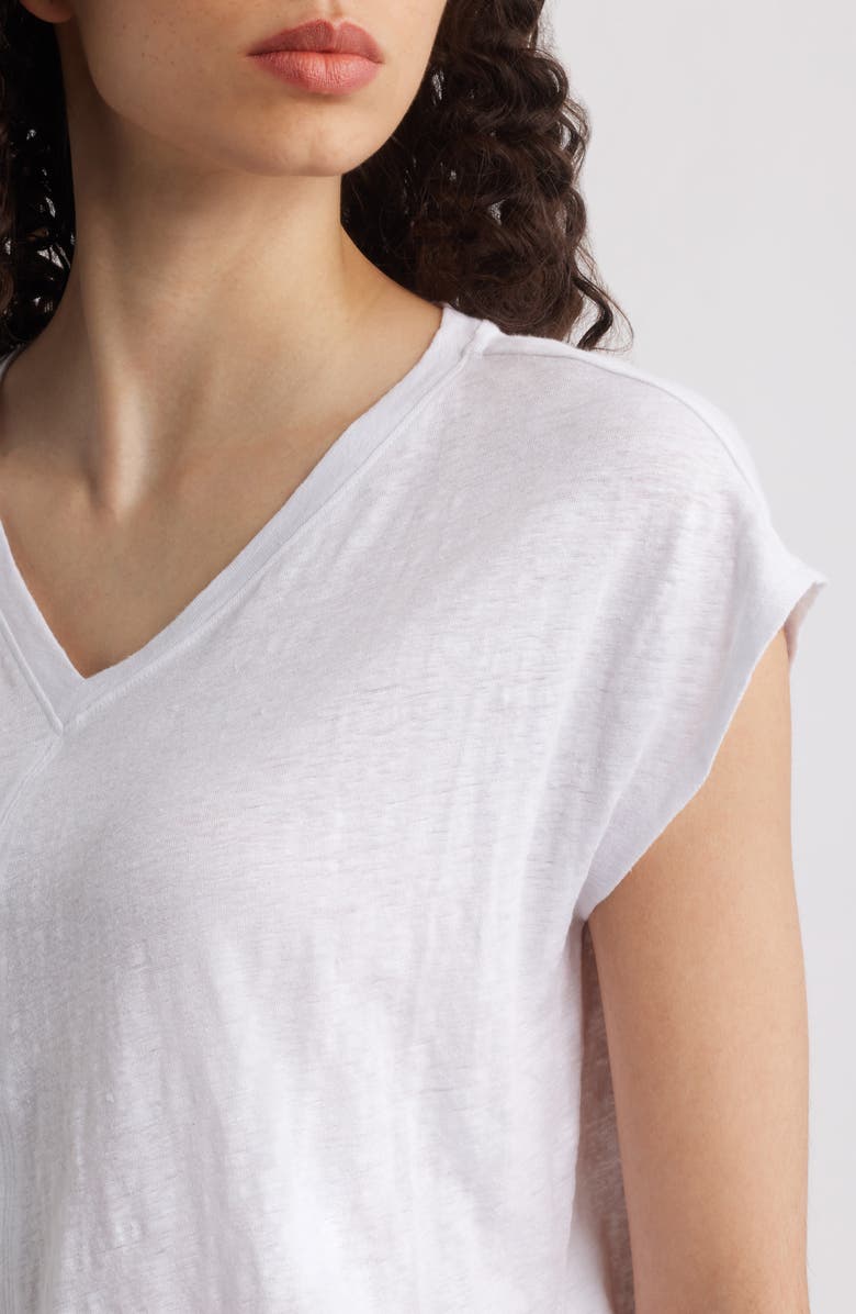 Eileen Fisher Boxy V-Neck Organic Linen T-Shirt, Alternate, color, White