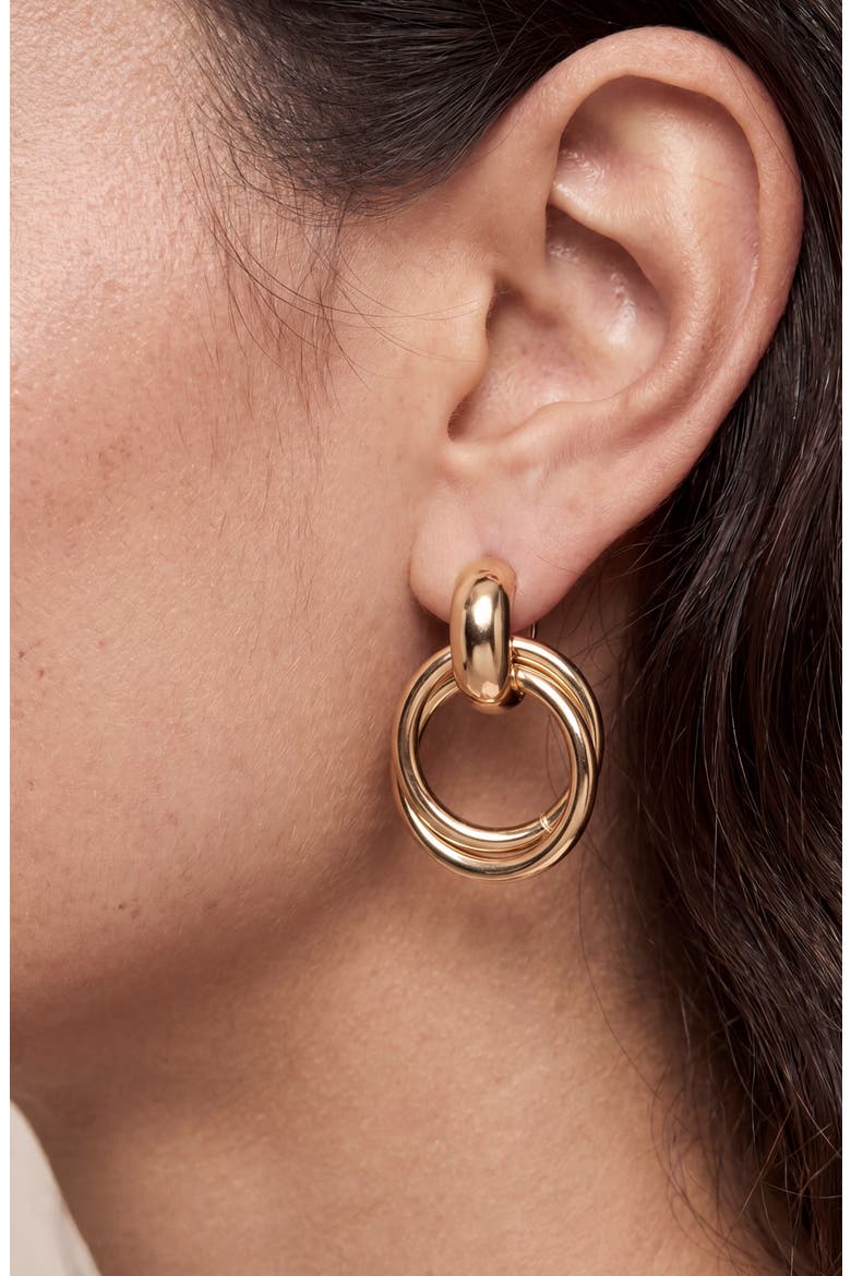 Interlocking Duo Stud Earrings, Alternate, color, GOLD