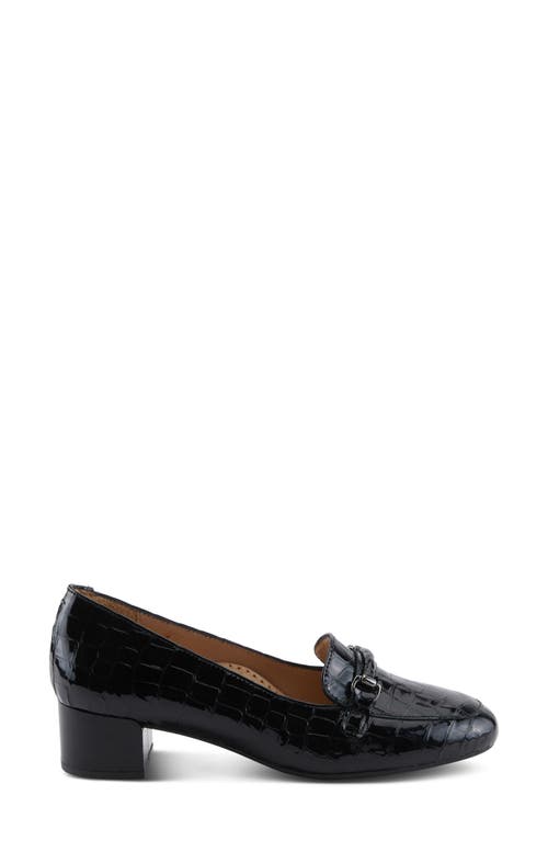 Spring Step Enda Croc Embossed Heel Loafer In Black