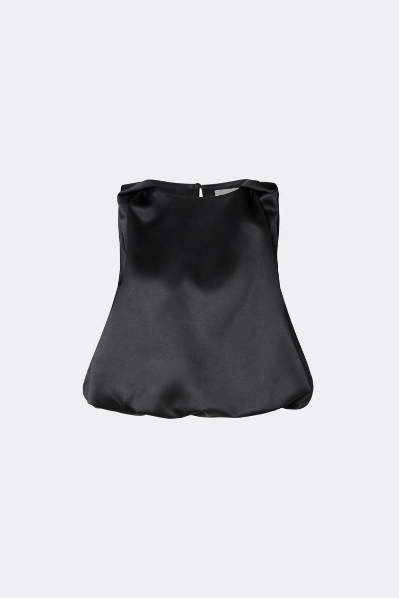 Valentina Knotted Shoulder Satin Top, Alternate, color, Black
