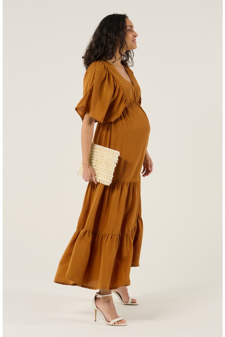 Claudette Maternity maxi dress, Alternate, color, Camel