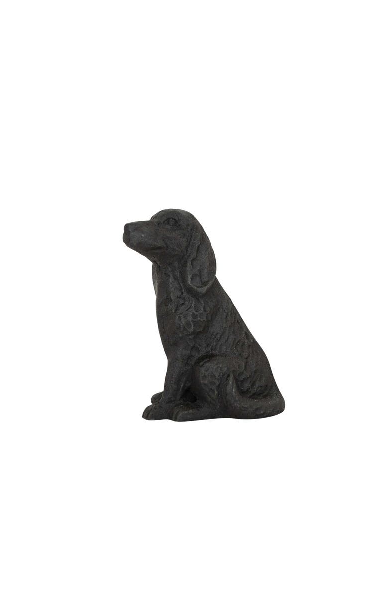 Foreside Home and Garden Sitting Dog Decorative Accent Black Cast Iron, Main, color, Black