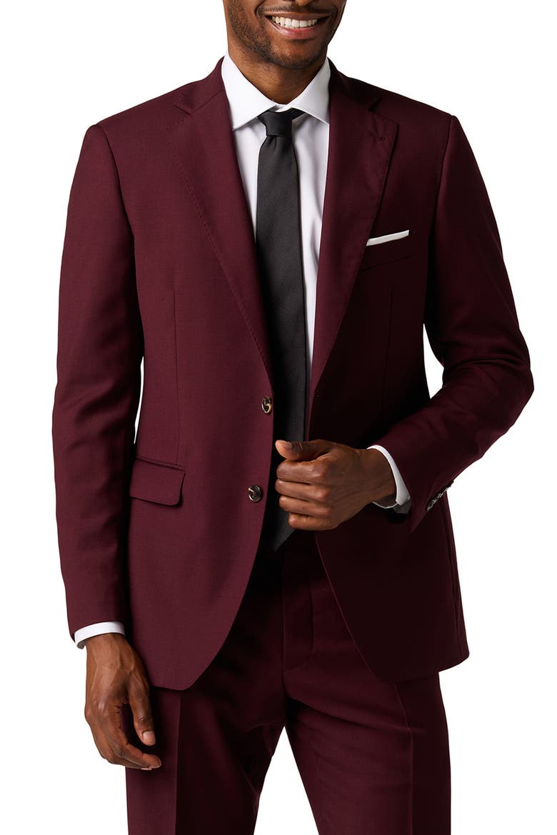 Performance Tailored Fit Suit Separate Jacket, Main, color, BURGUNDY