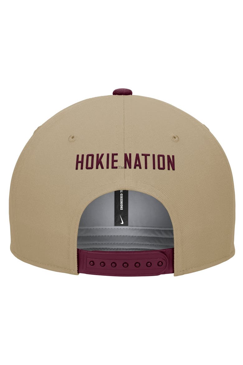 Men's Nike Beige/Maroon Virginia Tech Hokies Pro Dri-FIT Snapback Hat, Alternate, color, Beige
