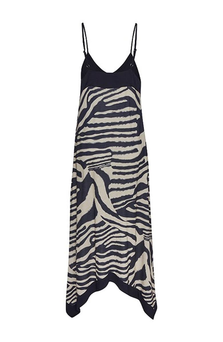 LASCANA Women's Color Block Trim Print Dress, Alternate, color, Ivory Navy