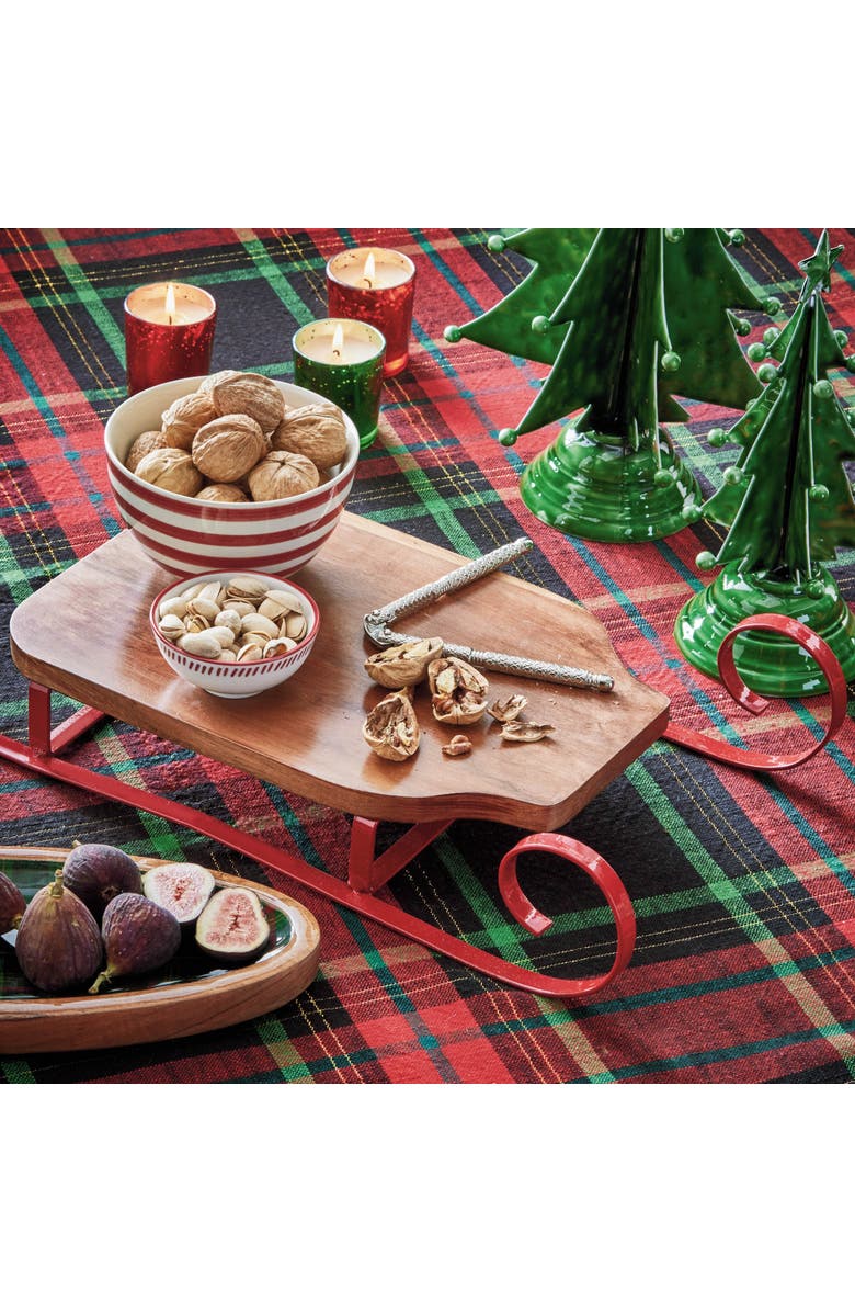 tag Red Wood Sleigh Serving Board Perfect for Holiday Gatherings, Alternate, color, Red