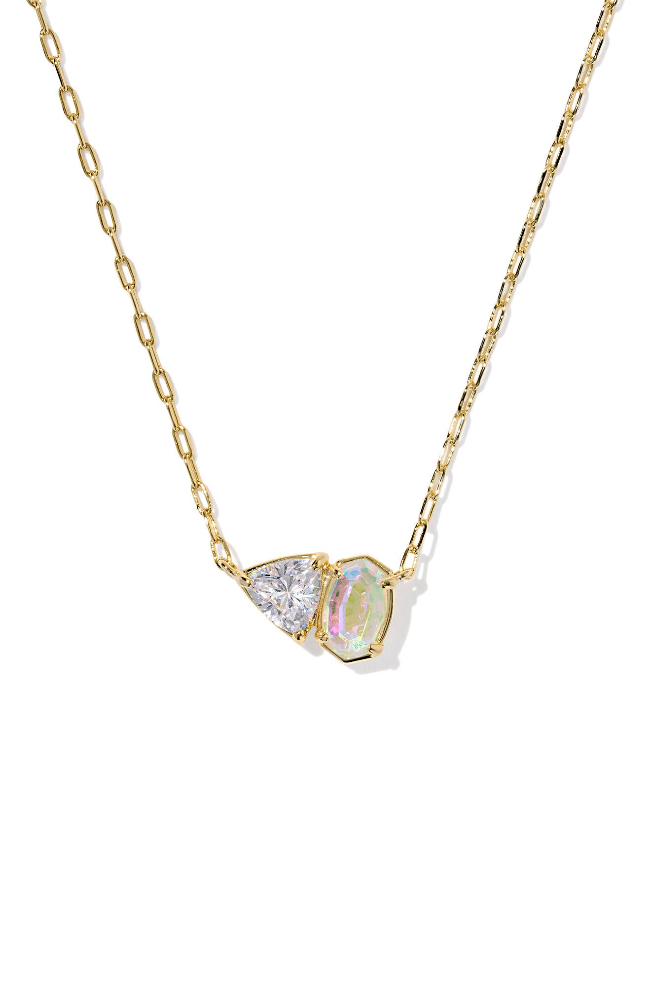 Kendra Scott Tatum Pendant Necklace In Gold White Cz Mix