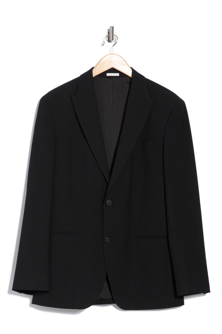 Solid Peak Lapel Sport Coat, Alternate, color, BLACK
