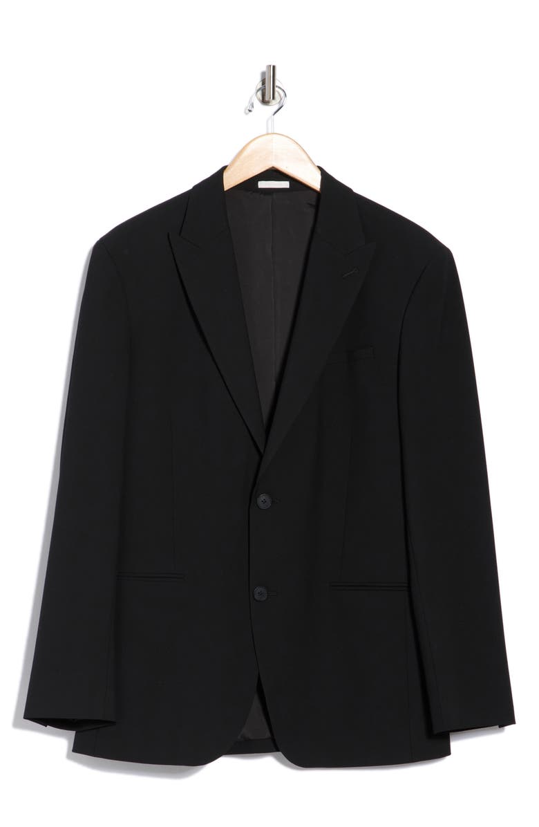 NORDSTROM RACK Solid Peak Lapel Silk Sport Coat, Alternate, color, Black