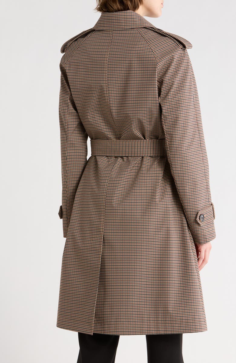 BCBG Belted Trench Coat, Alternate, color, Brown Plaid