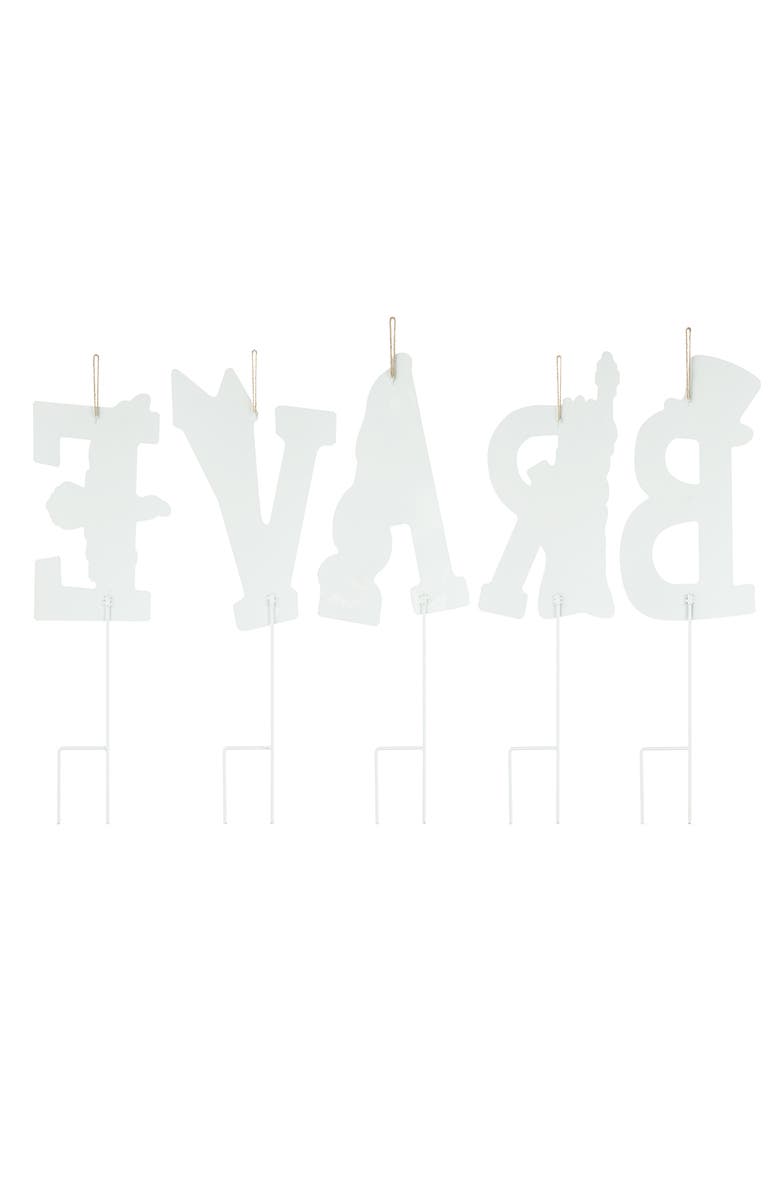 Glitzhome Set of 5 Patriotic Americana BRAVE Yard Stake or Wall Decor, Alternate, color, 