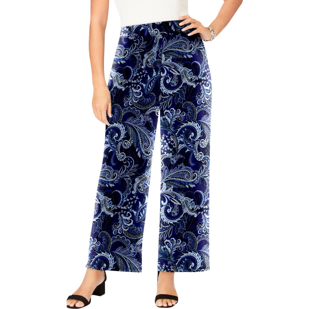 Jessica London Everyday Stretch Knit Wide Leg Pant In Pattern