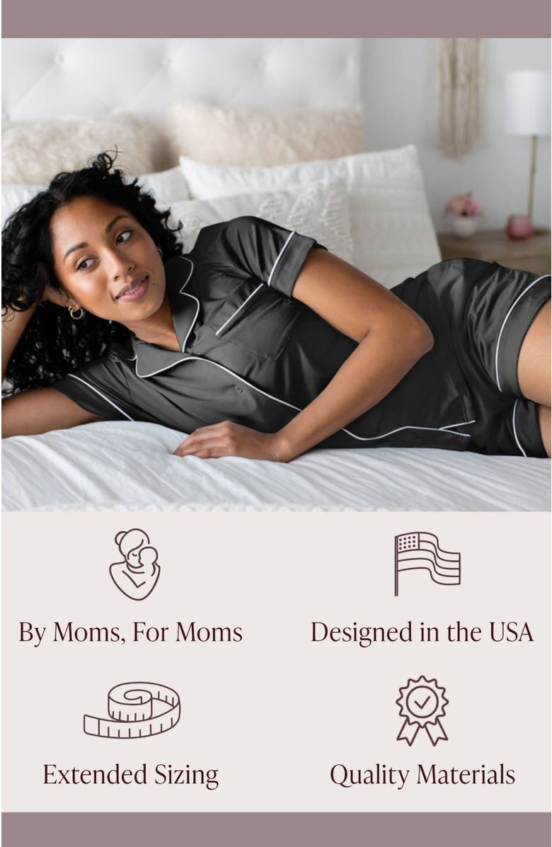 Kindred Bravely Clea Short Sleeve Pajama Set, Alternate, color, Black