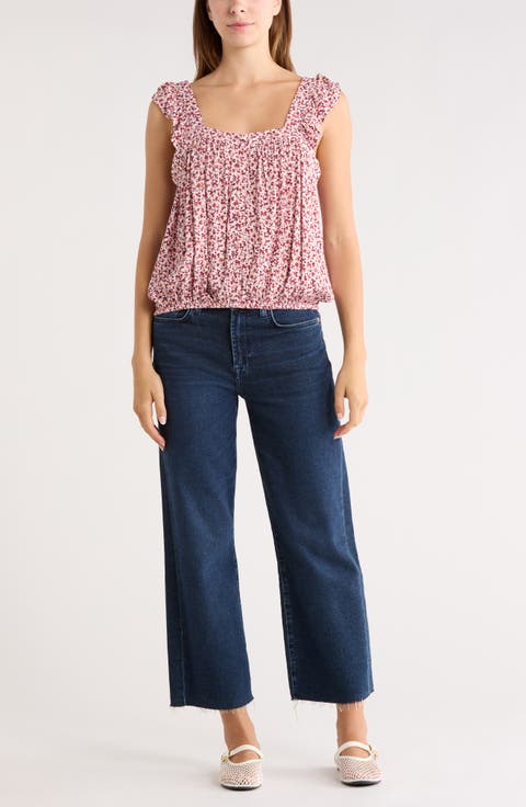 Floral Ruffle Strap Tank
