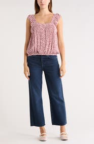 Melrose and Market Floral Ruffle Strap Tank