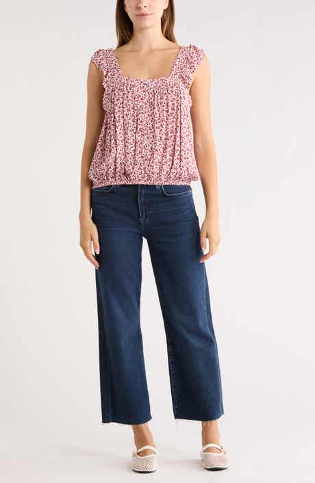 Melrose and Market Floral Ruffle Strap Tank