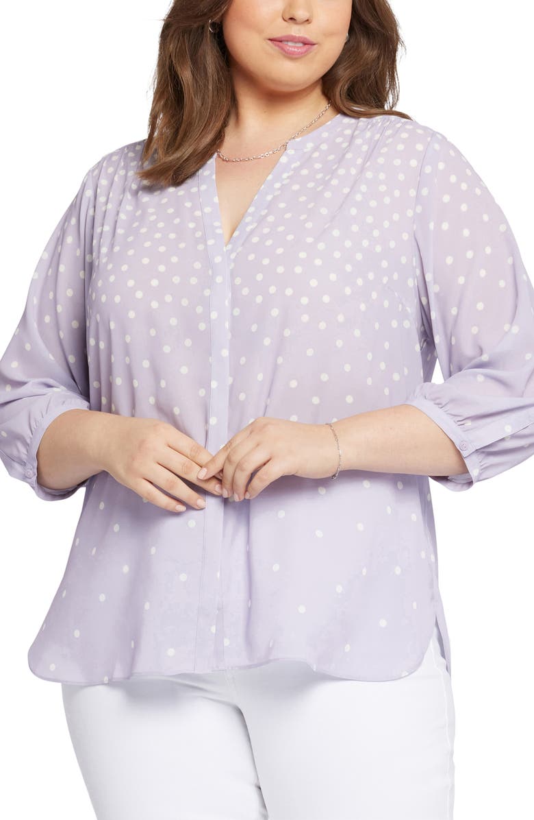 NYDJ Semisheer Pintuck Blouse, Main, color, Fanciful Dots