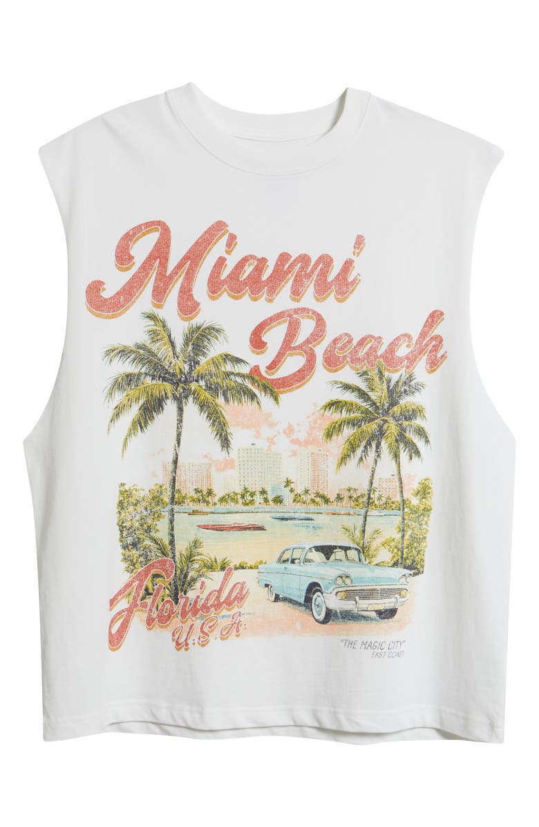 ID Supply Co Miami Beach Graphic Cotton Muscle Tank, Alternate, color, White