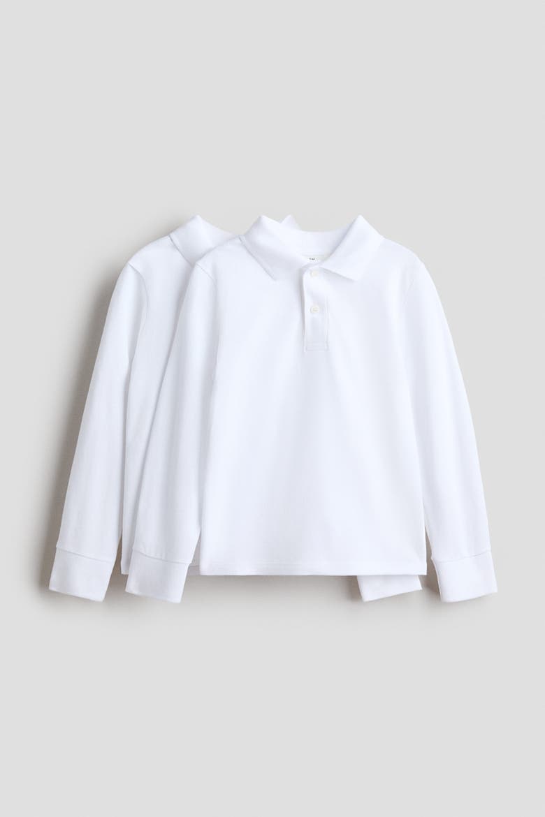 2-pack Long-sleeved Polo Shirts, Alternate, color, White