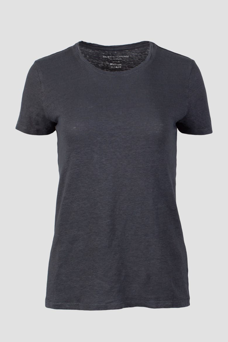 Linen Stretch HD S/S Crewneck, Main, color, NOIR HD