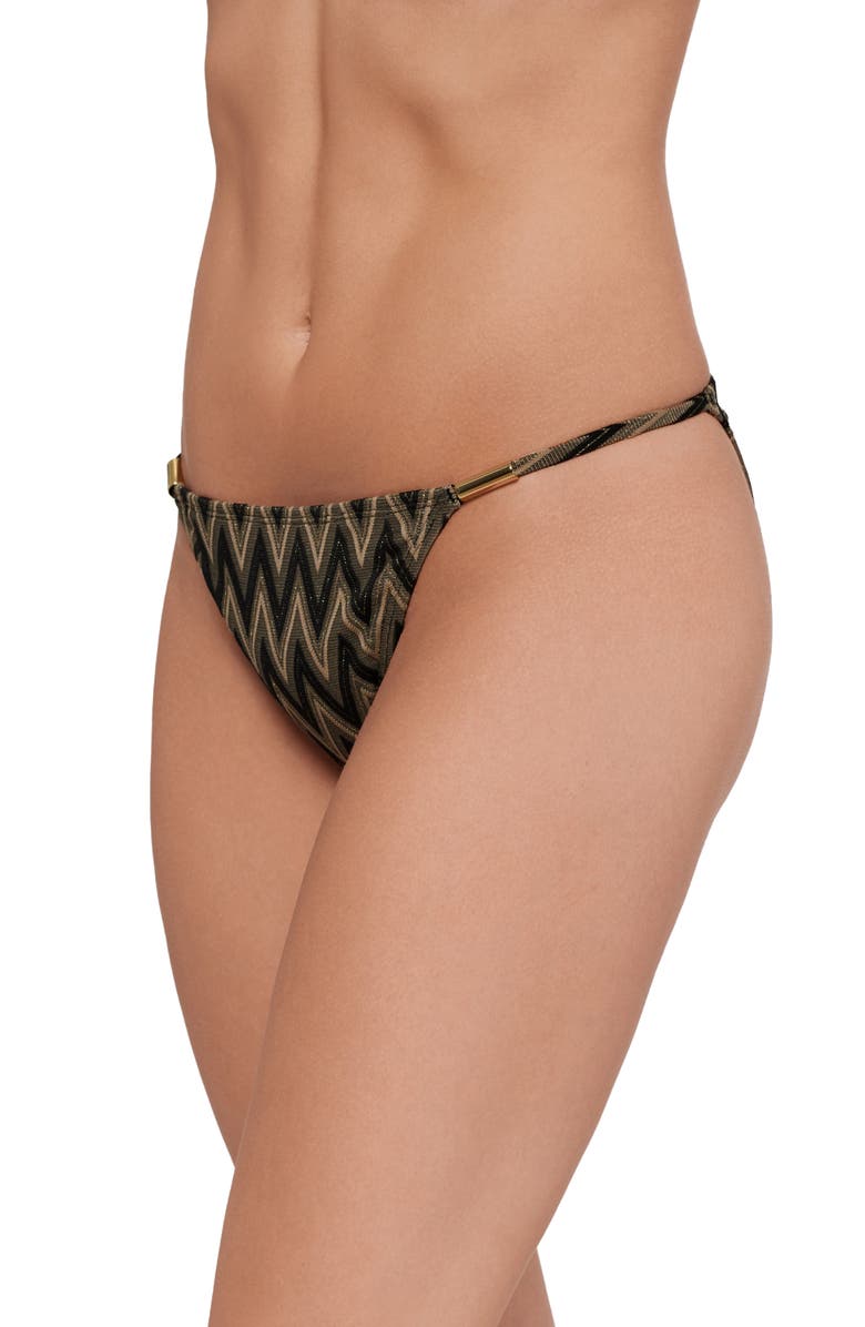 Steve Madden Beaded Strap Bikini Bottoms, Alternate, color, Raven Black