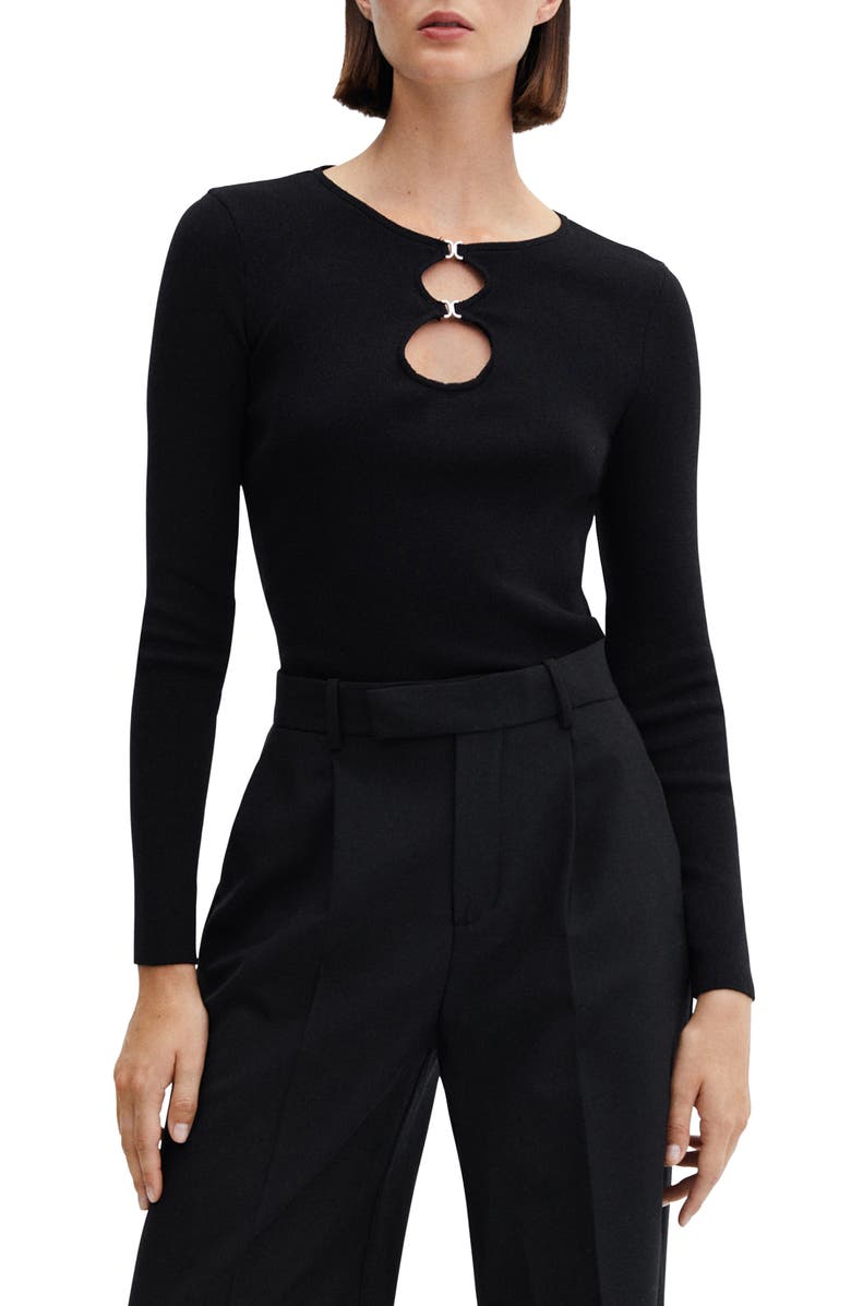 MANGO Keyhole Cutout Sweater, Main, color, 