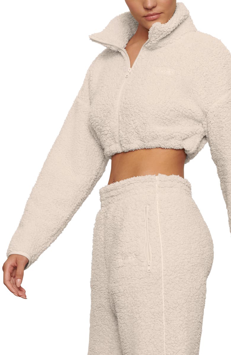 SKIMS Teddy High Pile Fleece Crop Zip Jacket, Alternate, color,