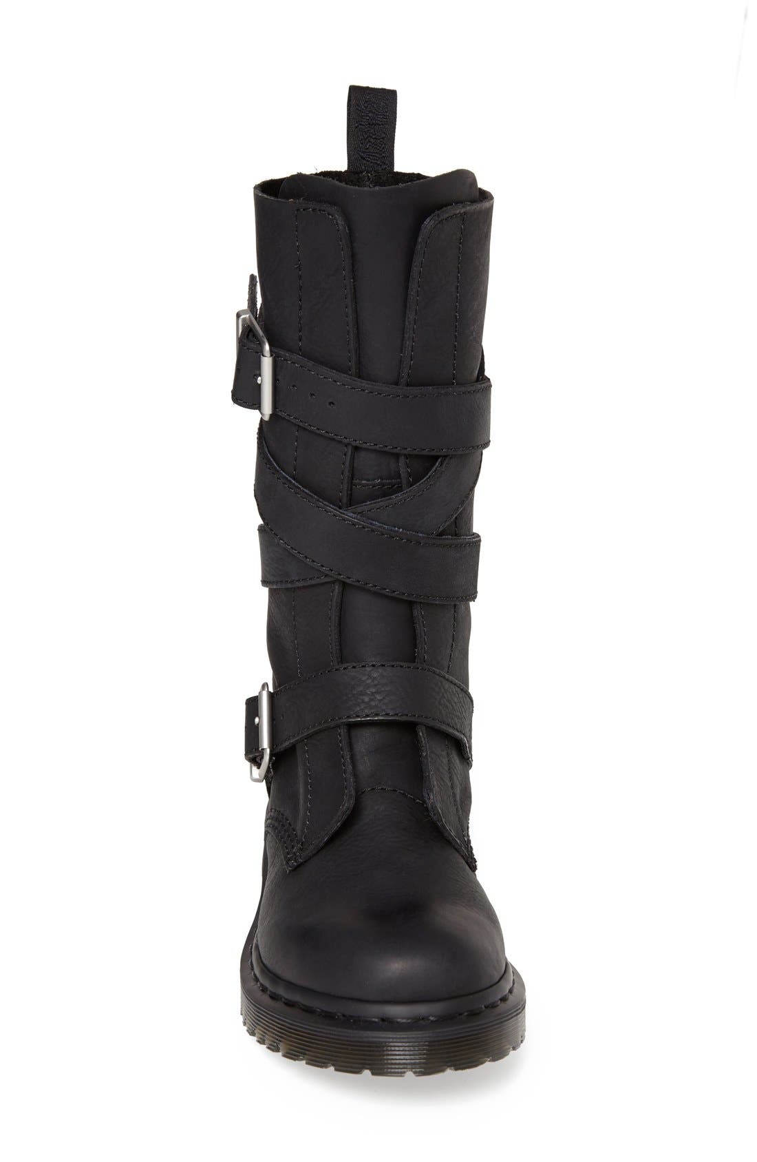 'Lauren' Lug Military Boot, Alternate, color, BLACK