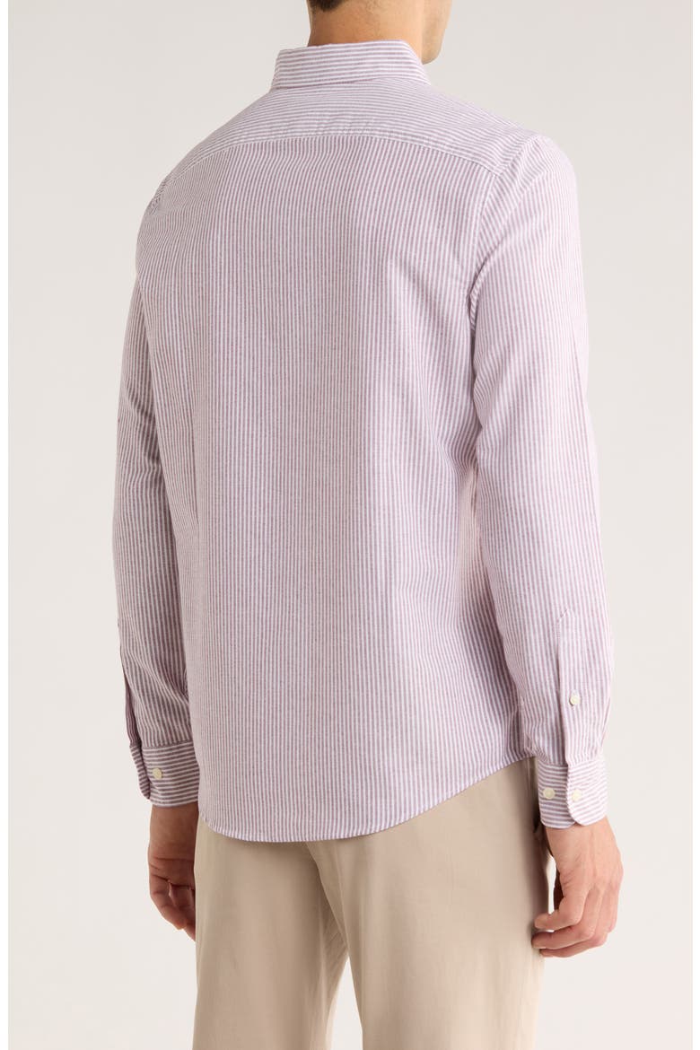 Woven Long Sleeve Stripe Shirt, Alternate, color, CABERNET