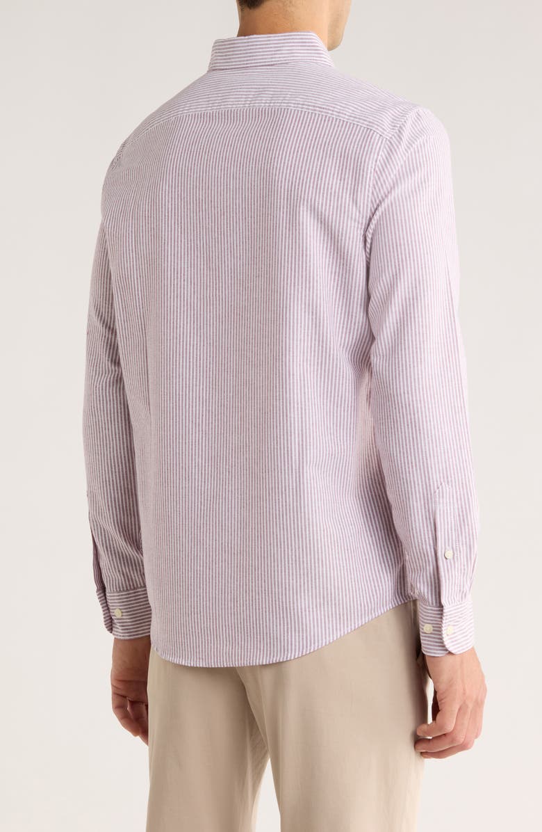 Original Penguin Woven Long Sleeve Stripe Shirt, Alternate, color, Cabernet