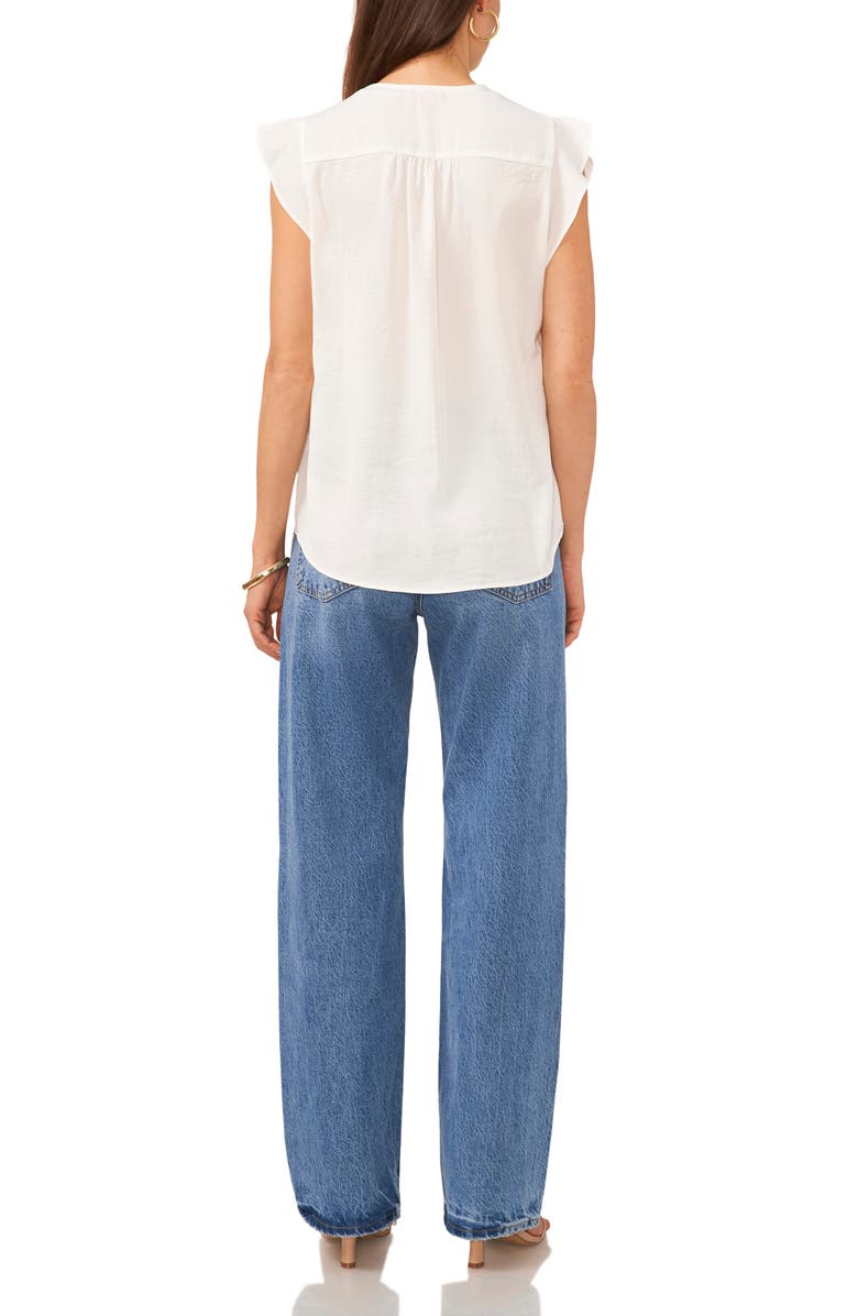 Vince Camuto Ruffle Sleeve Satin Top, Alternate, color, New Ivory