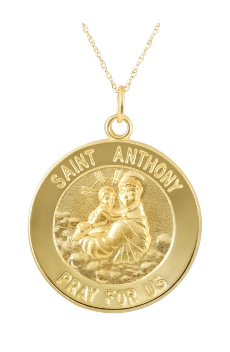 Bliss Diamond 14k Gold St. Anthony Medal Pendant 1" Tall 4.5 Grams, Main, color, 