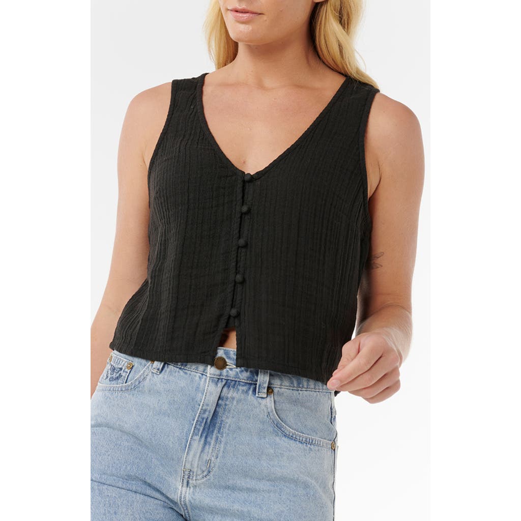 Rip Curl Premium Surf Cotton Crop Tank In Black