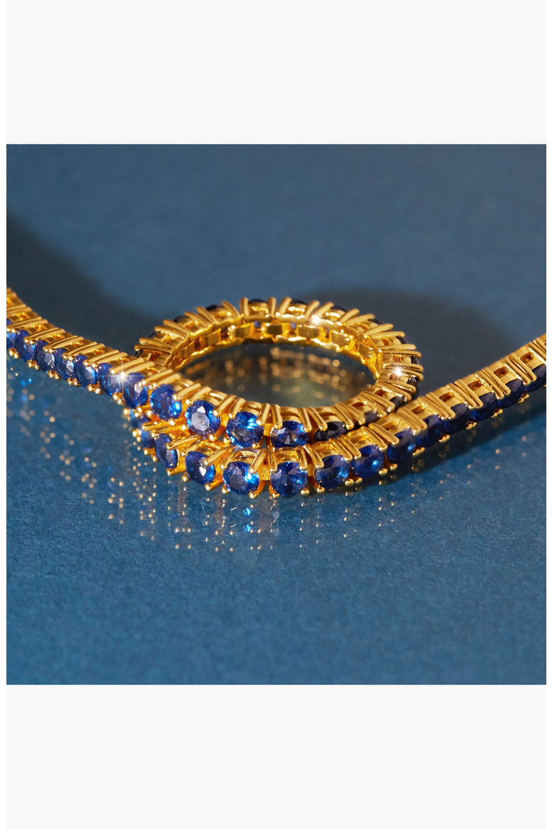 Lab Grown Blue Sapphire Tennis Bracelet - 3ct, Alternate, color, Yellow Gold Vermeil