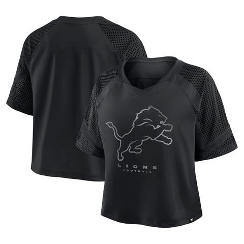 Women's Fanatics Detroit Lions Oversized Raglan V-Neck Blackout Fashion Jersey