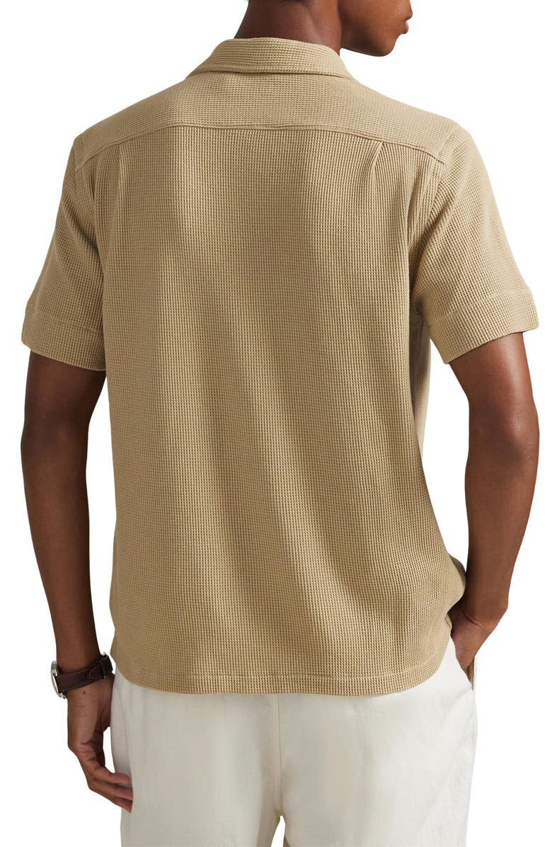 Polo Ralph Lauren Waffle Knit Cotton & Linen Camp Shirt, Alternate, color, Coastal Beige