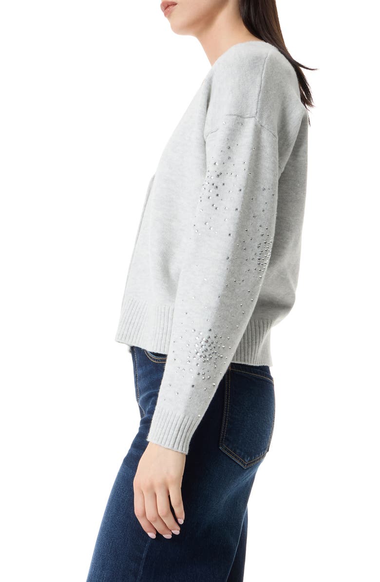 Robert Rodriguez Clio Crystal Embellished Crop Cardigan, Alternate, color, Light Grey