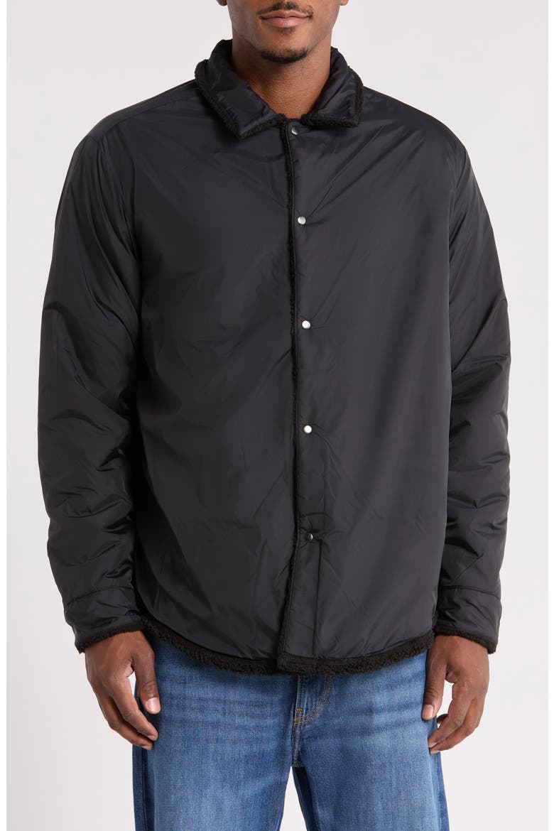 Ebolt Teddy Faux Shearling Shirt Jacket, Alternate, color, BLACK