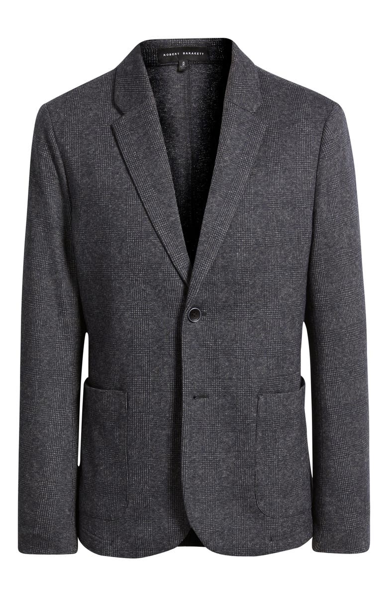 Robert Barakett Slayton Charcoal Grey Glen Check Knit Cotton & Wool Blend Sport Coat, Alternate, color, Charcoal