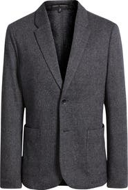 Robert Barakett Slayton Charcoal Grey Glen Check Knit Cotton & Wool Blend Sport Coat