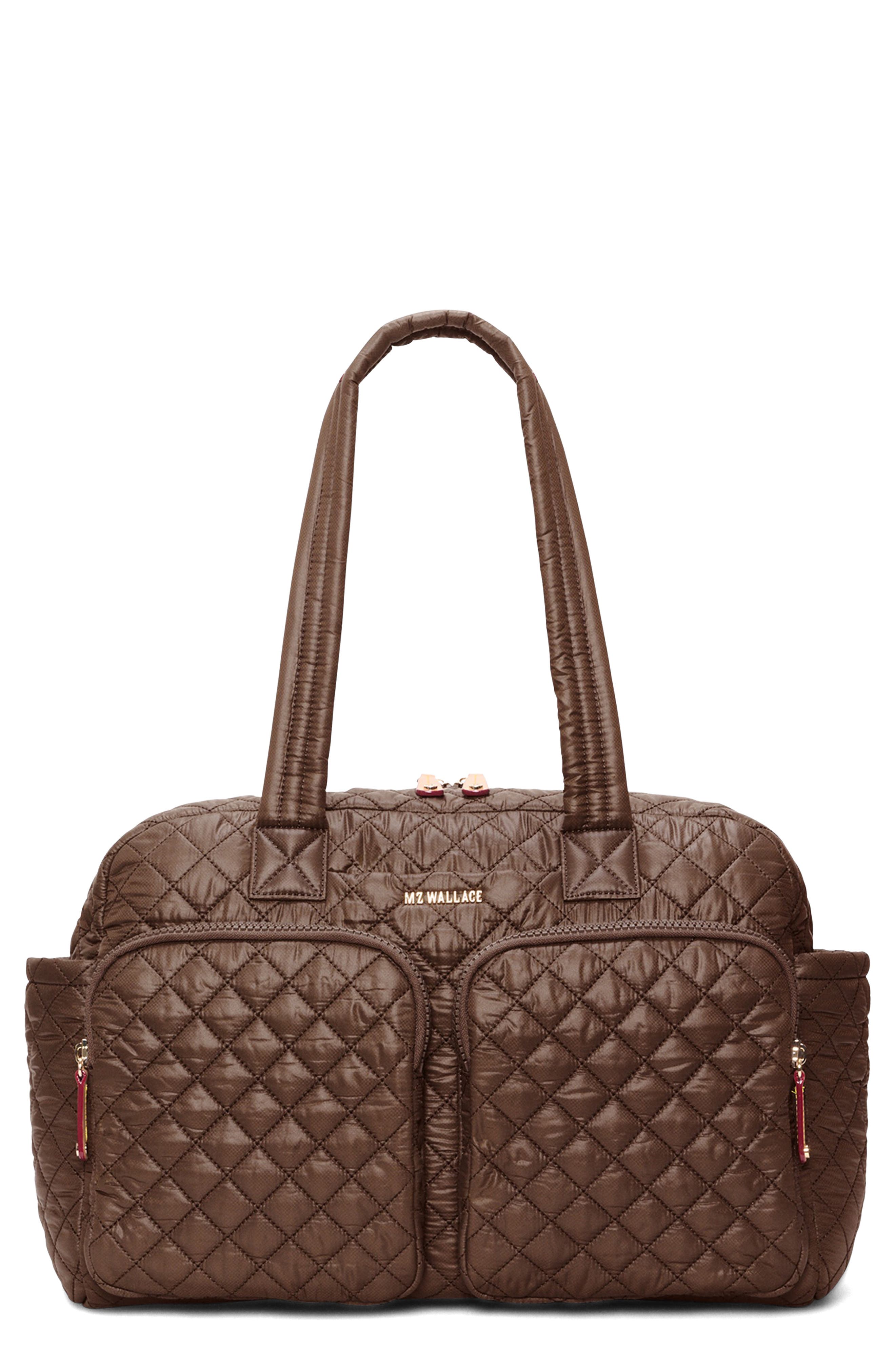 Nik Quilted Nylon Duffle Bag, Main, color, WALNUT