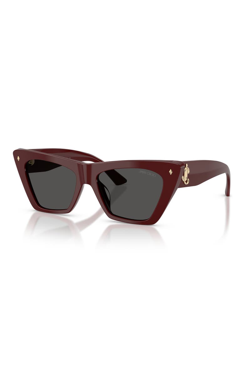 53mm Cat Eye Sunglasses, Alternate, color, CRANBERRY / DARK GREY