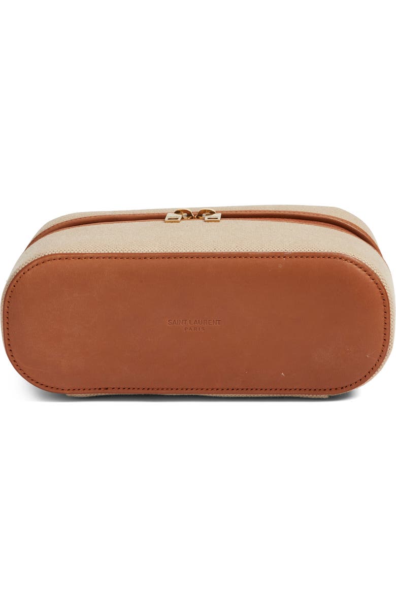 Saint Laurent Gaby Canvas & Leather Vanity Case, Alternate, color, Desert Dust/ Brick