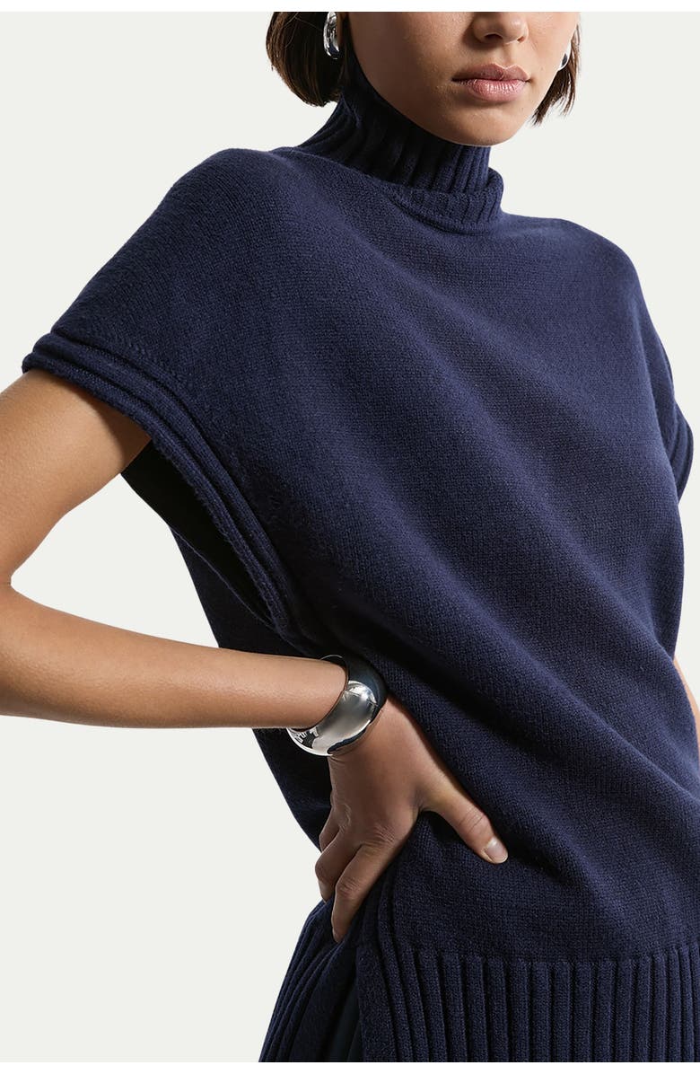 Karen Millen High Neck Knitted Tunic Top, Main, color, Navy