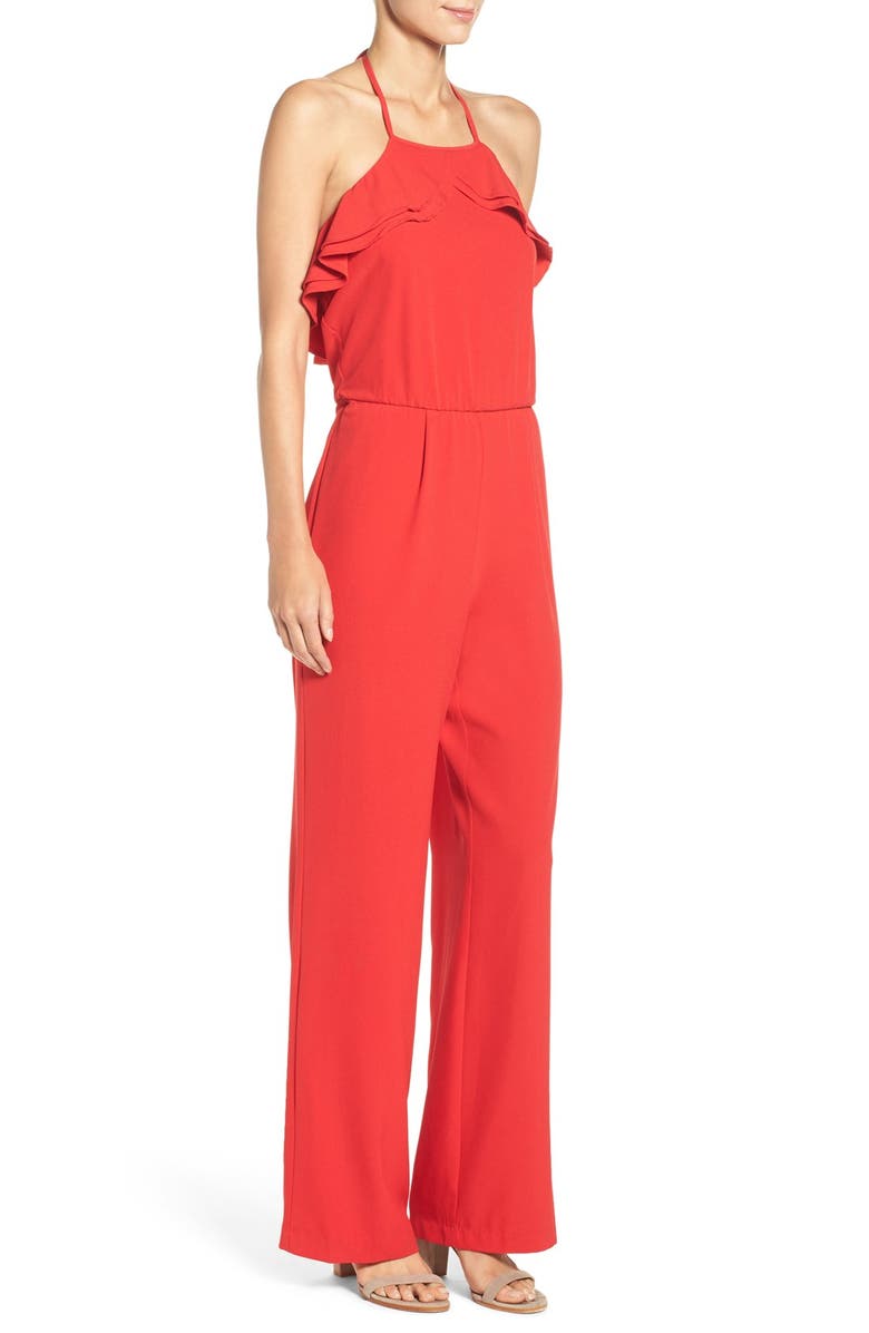 ECI Ruffle Halter Jumpsuit, Alternate, color,