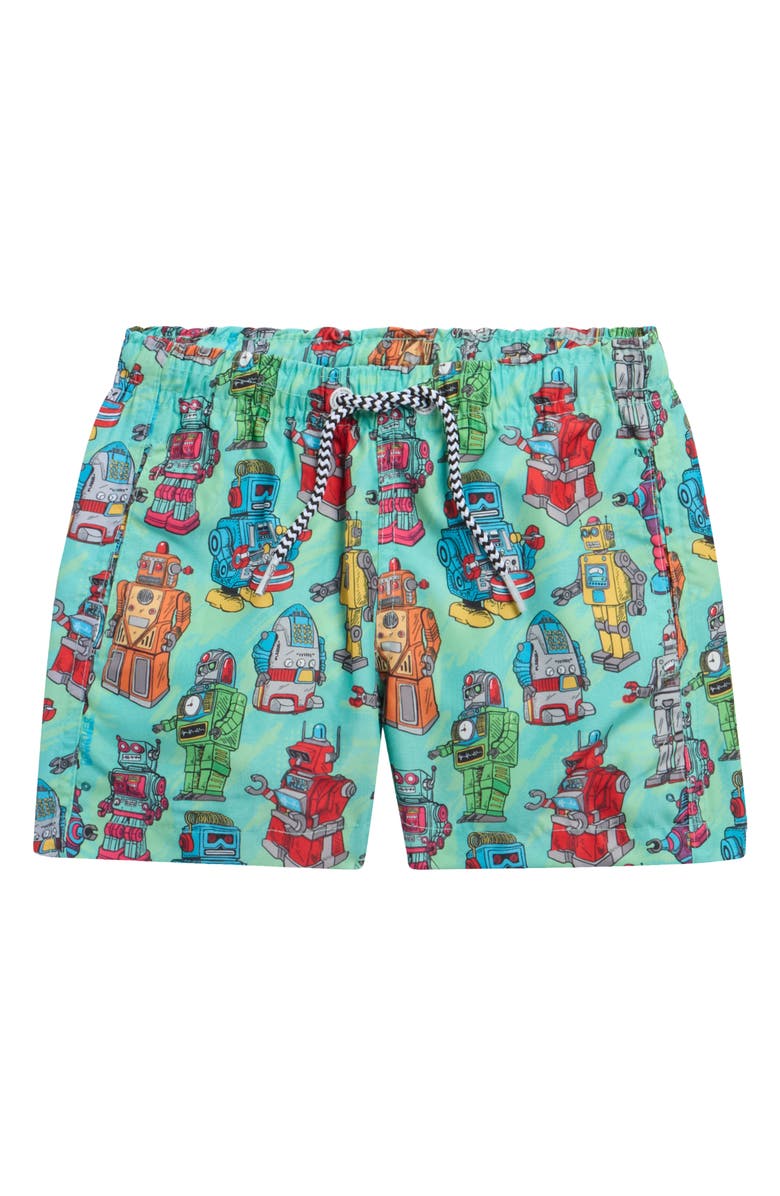 Boardies Kids' Robots Swim Trunks, Main, color, Green